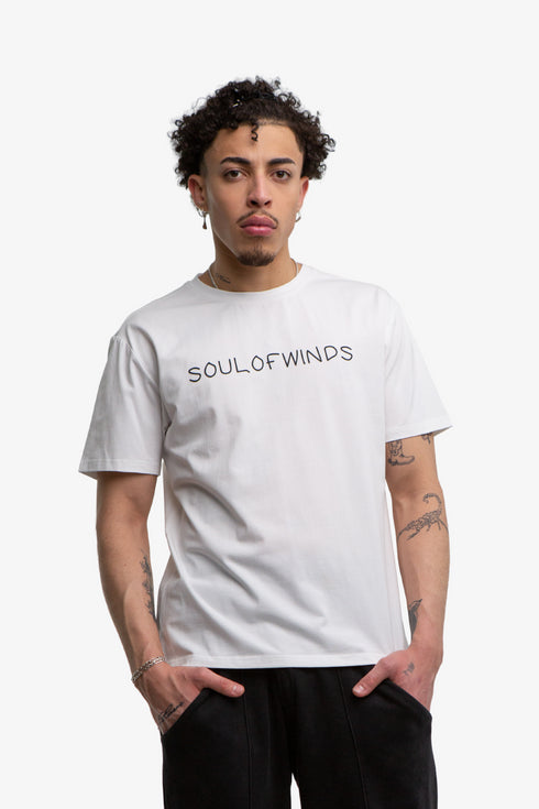 SOUL OF WINDS RUBBER PRINT WHITE T-SHIRT