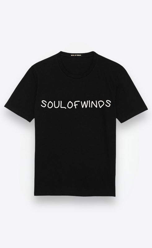 SOUL OF WINDS RUBBER PRINT BLACK T-SHIRT