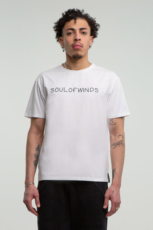 SOUL OF WINDS RUBBER PRINT WHITE T-SHIRT